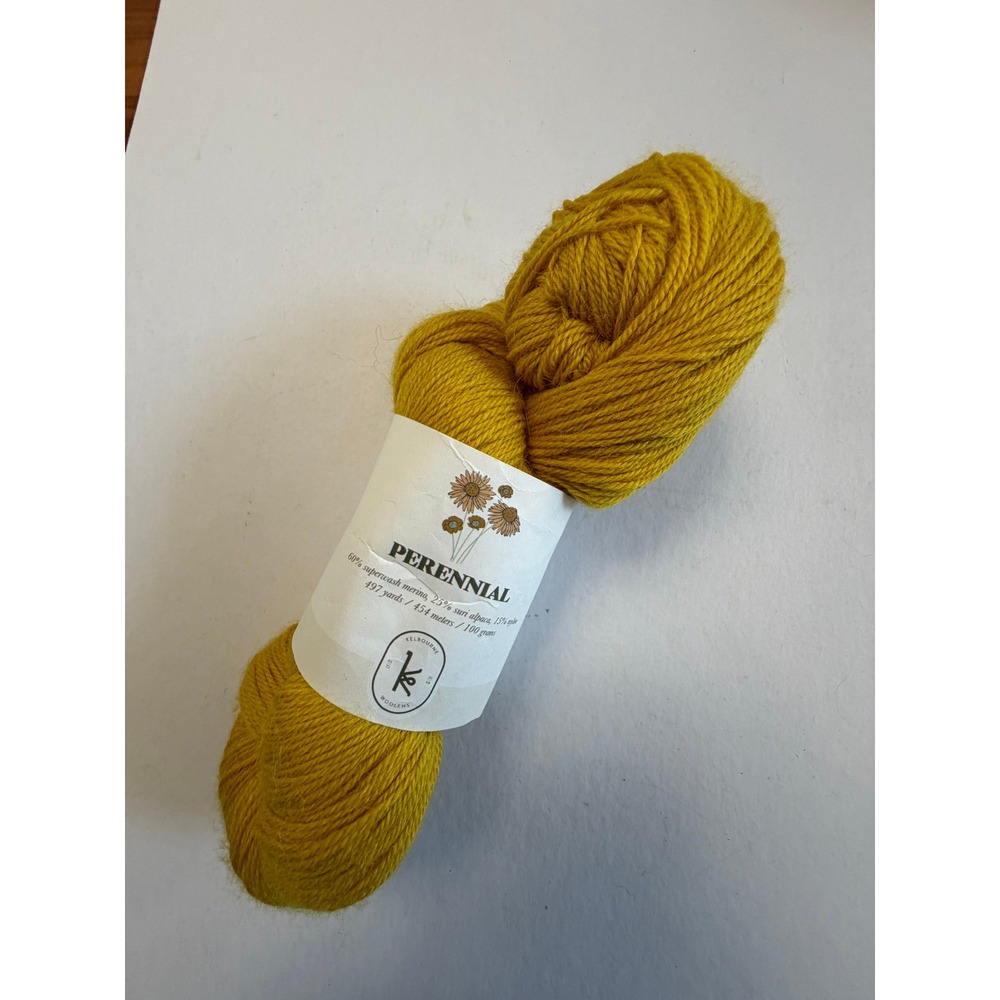New Kelbourne Woolens Perennial Yarn 100g Gold Yellow Knit Crochet Merino Alpaca